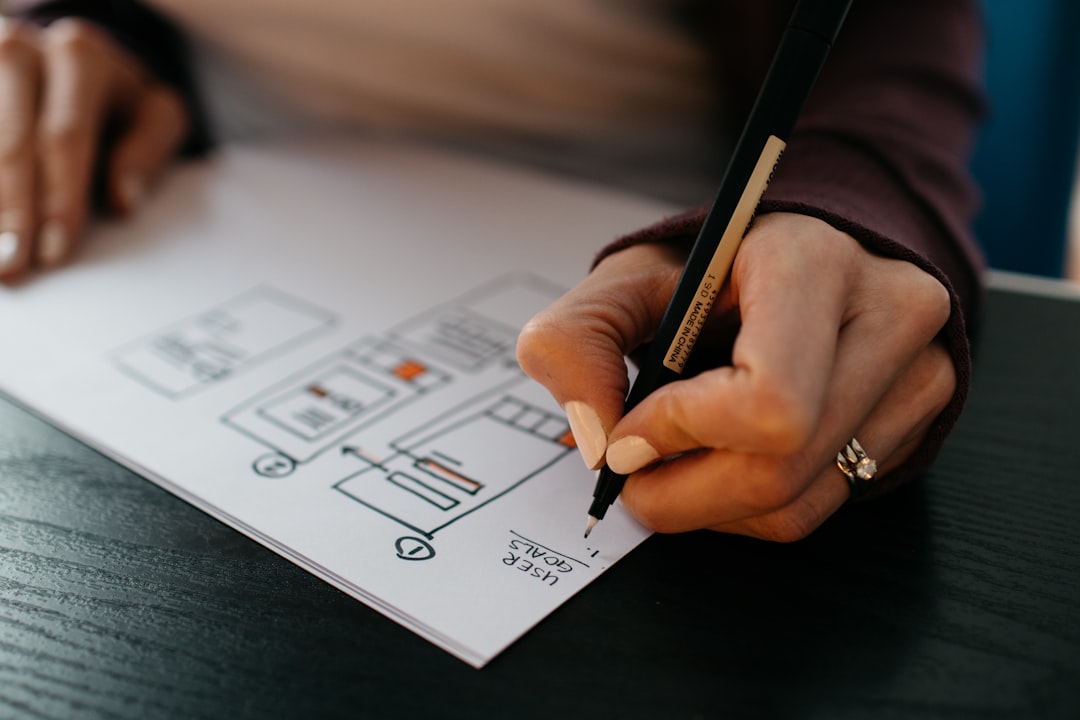 who-we-are UX Work: Womans hands drawing a wireframe